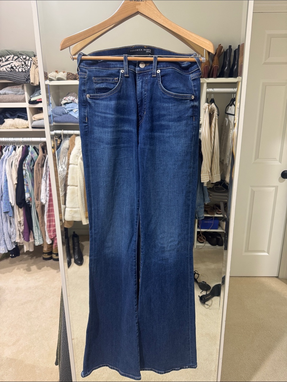 Veronica Beard Dark Blue Wide-Leg High-Rise Jeans
